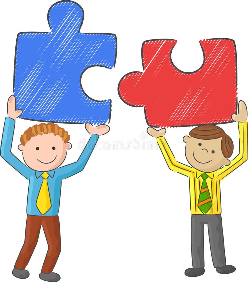 Cartoon Men Holding Big Puzzle Stock Vector Illustration of cartoon