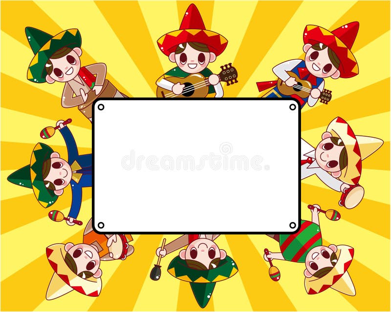 Cartoon Mexican music band ,board card