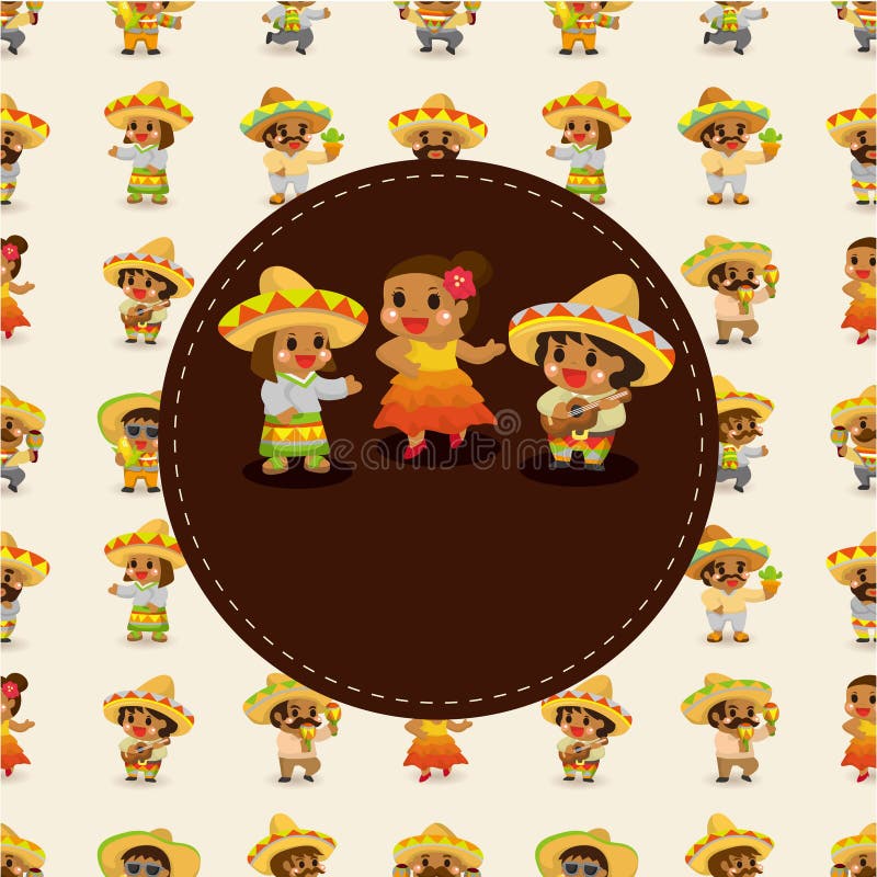 Cartoon Mexican music band ,board card