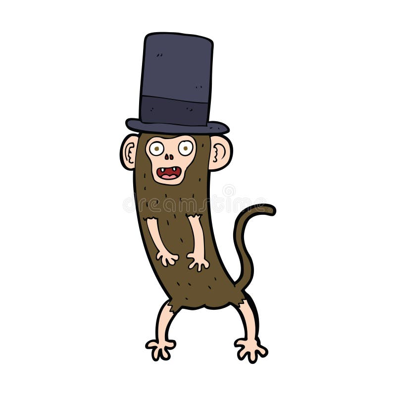 Cartoon monkey in top hat stock illustration. Illustration of quirky
