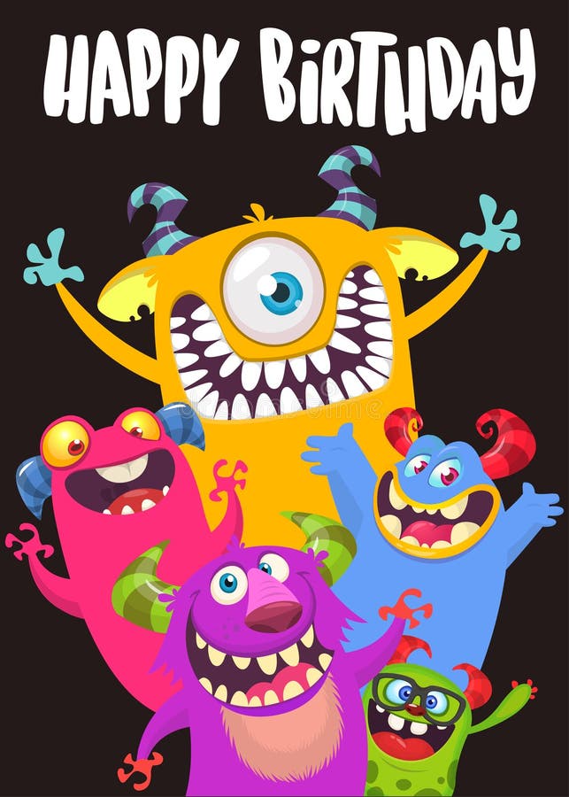 Cartoon Monsters Set. Birthday Party Invitation or Halloween Poster ...