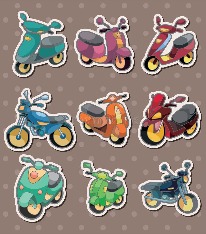 Cartoon Motorcycle Stickers Stock Vector Illustration of motor, black