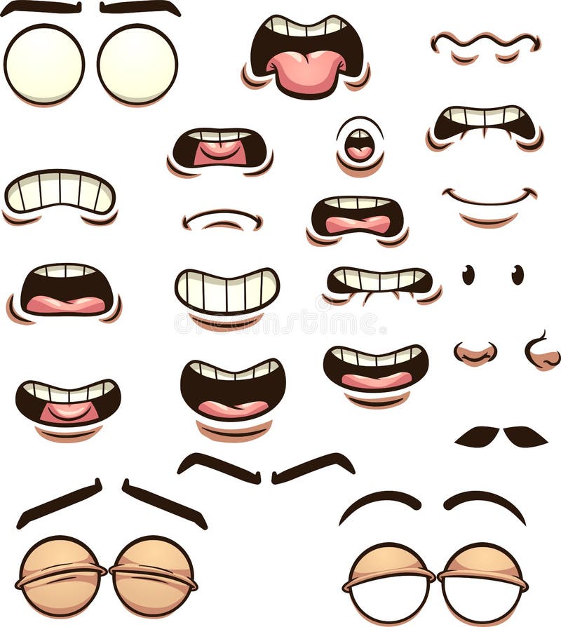 Cartoon mouths pronouncing different phonemes