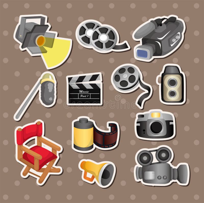 Cartoon Movie Equipment Icon Set Stock Vector Illustration of