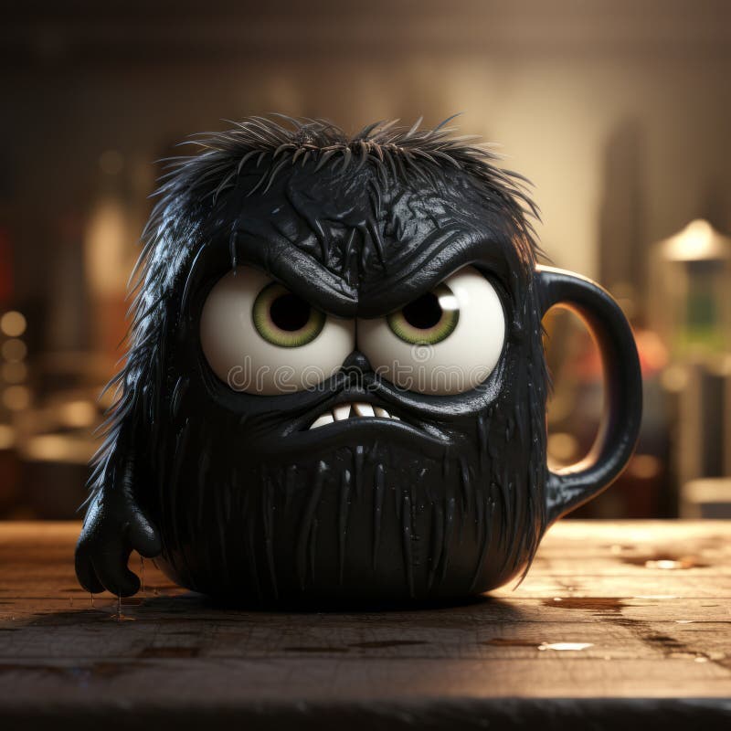 Grumpy Monster Coffee Mug - Unreal Engine Inspired Design royalty free illustration