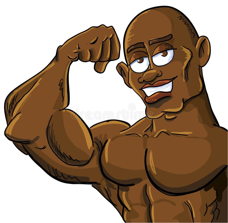 Cartoon Muscle Man Flexing His Bicep Stock Illustration - Illustration