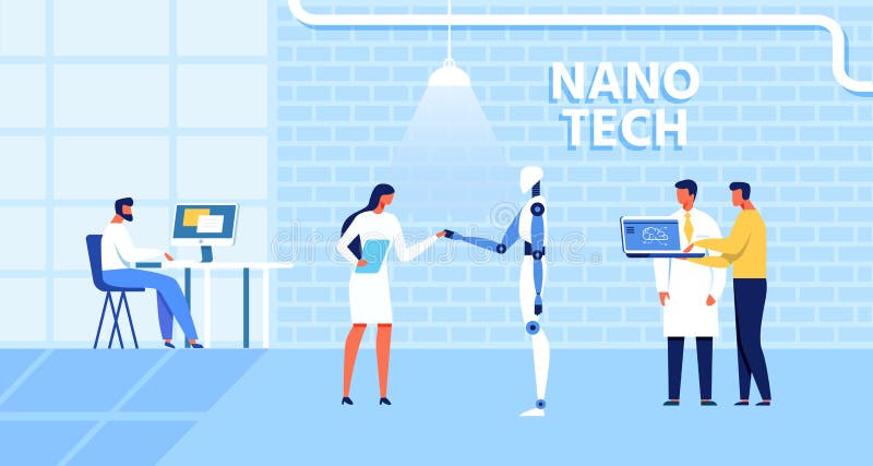 Cartoon Nano Tech Research Center for AI Creation vektor abbildung