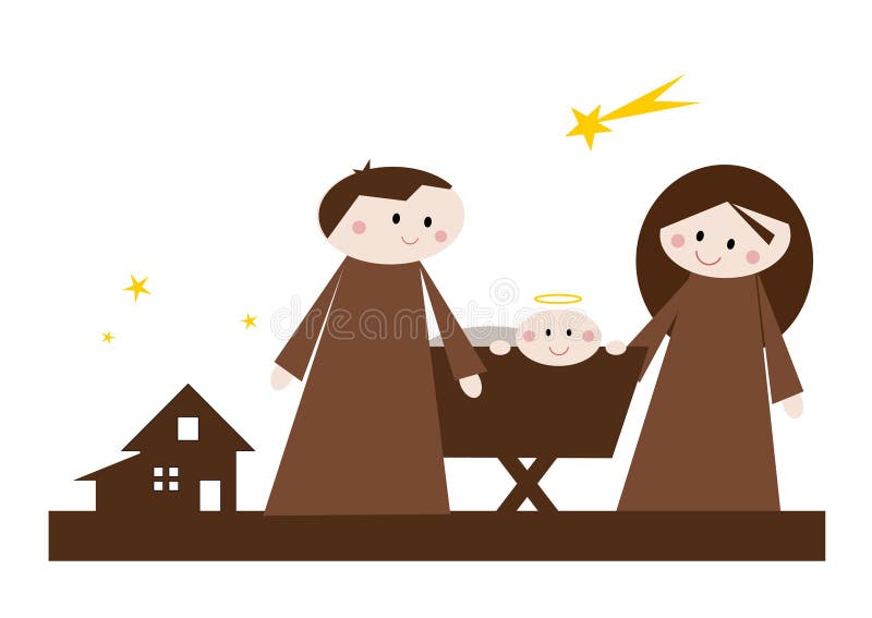 Cartoon nativity scene stock vector. Illustration of holy - 27645231