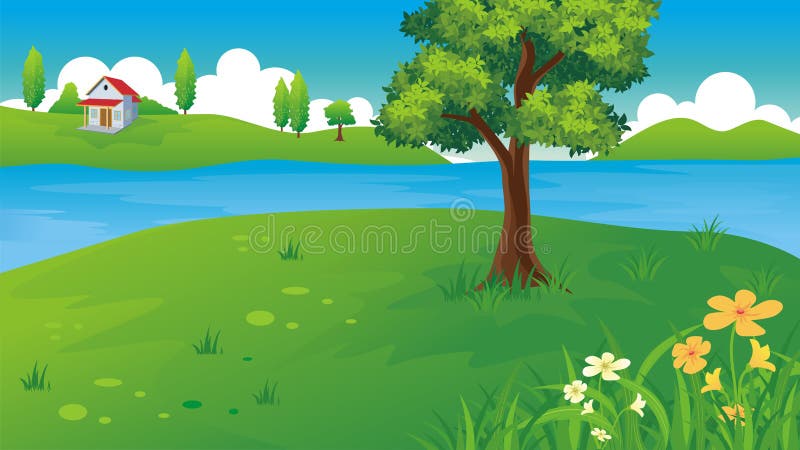 Cartoon Nature Landscape with Beautiful Scene Stock Vector - Illustration  of home, forest: 106773541