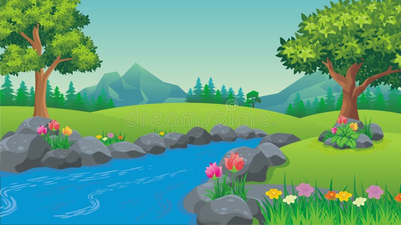 Nature Landscape, Cartoon Stock Vector - Illustration of hike: 99574662