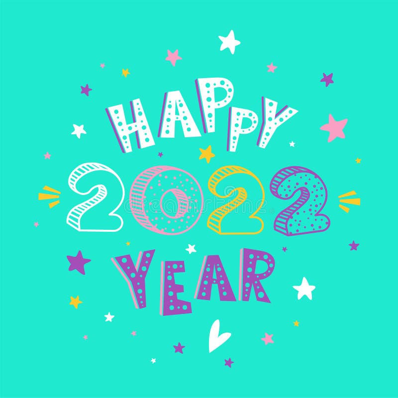 Cute 2022 Year Calendar with Running Unicorn and Stars on Black ...