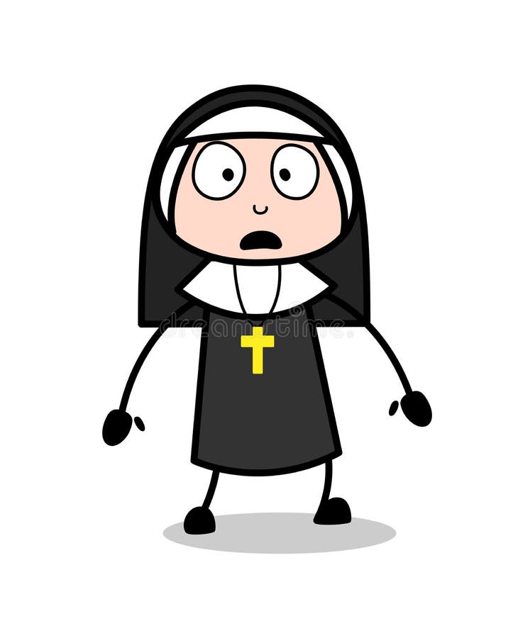 Cartoon Nun Anguished Face Expression Vector Stock Illustration Illustration Of Christian Cross