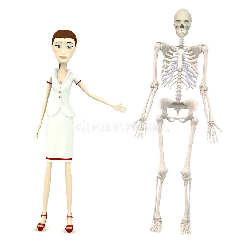 Cartoon Nurse with Female Skeleton Stock Illustration - Illustration of  bones, suit: 29447045