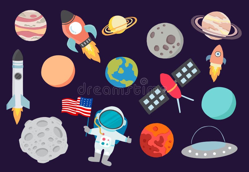 Cartoon space objects Royalty Free Vector Image