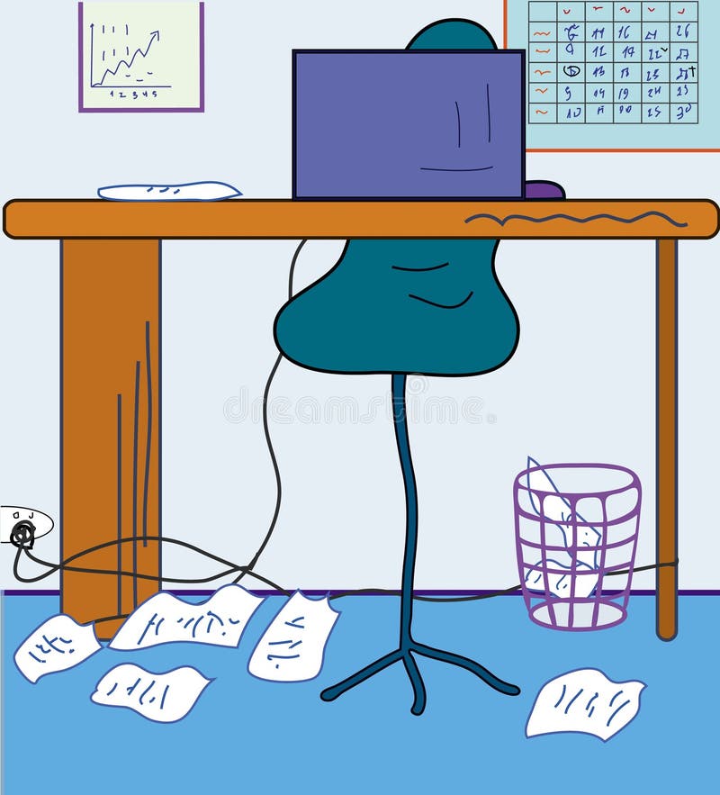 Cartoon office stock vector. Illustration of document - 12423944