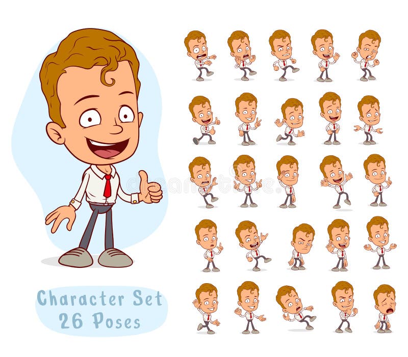 Cartoon Office Boy Big Set for Animation Stock Vector - Illustration of  human, business: 164497023