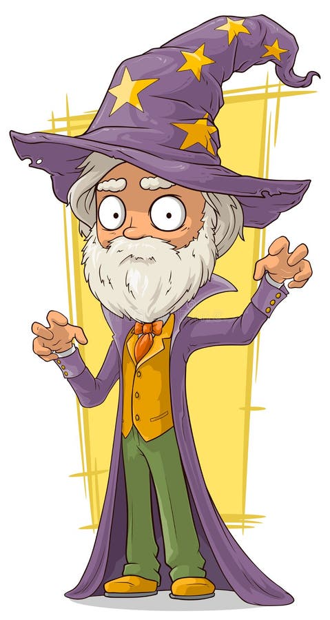 Cartoon Wizard with Big Hat Character Vector Set Stock Vector ...