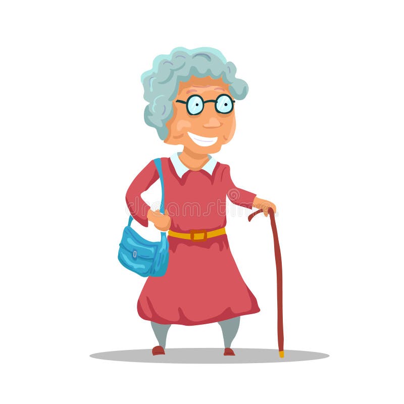 Cartoon Old Lady Character Isolated on White Background. Vector Stock ...