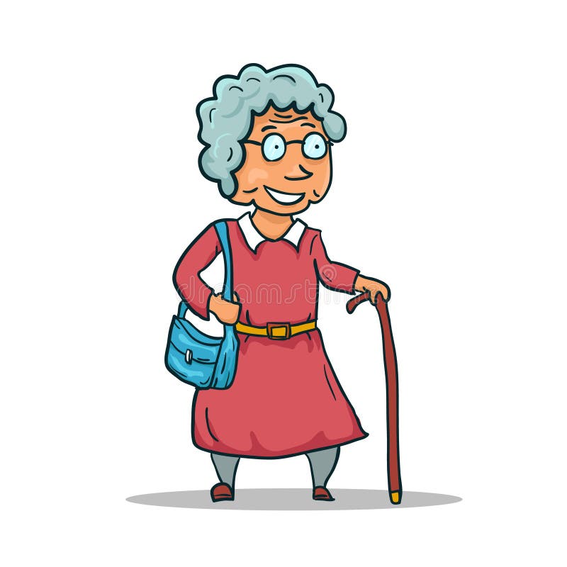 Old Lady Cartoon Character Drawing