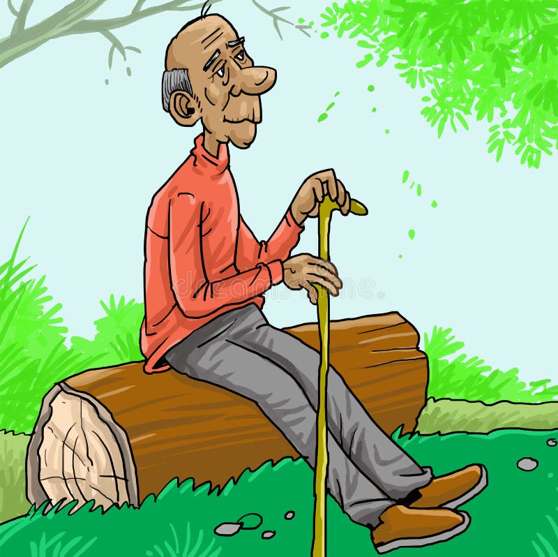 Lonely Old Man Rest in the Park while Thinking Something. Stock  Illustration - Illustration of grandfather, face: 174823522