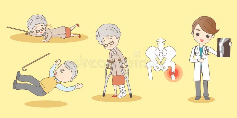 Cartoon old people foot fractures