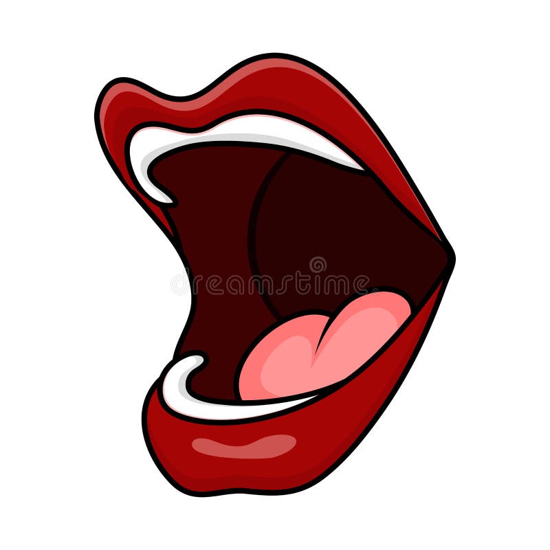 Cartoon Open Mouth Lips with Tongue Side Isolated on White Background Stock  Vector - Illustration of dental, design: 124340303