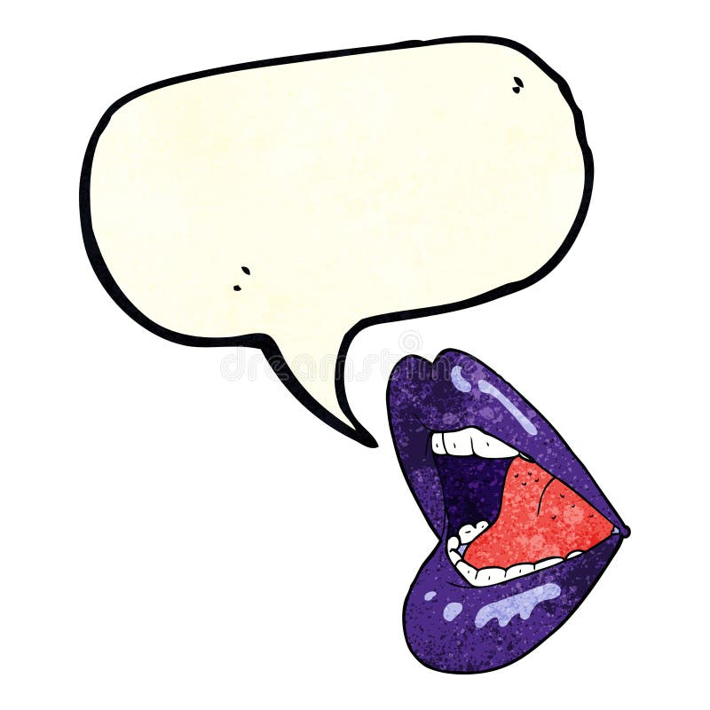 cartoon open mouth with speech bubble