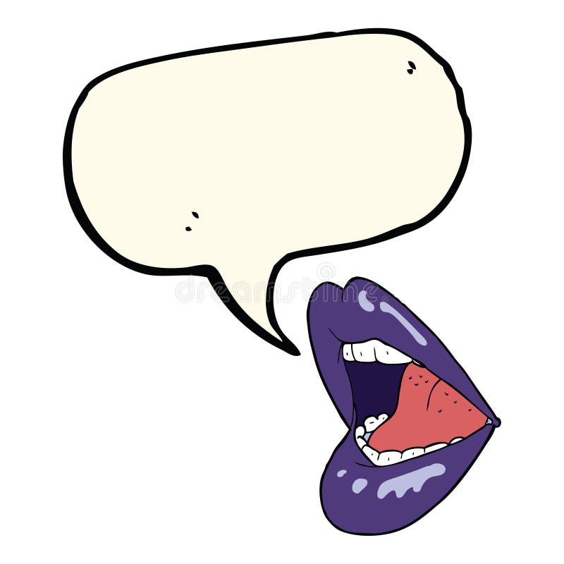 cartoon open mouth with speech bubble