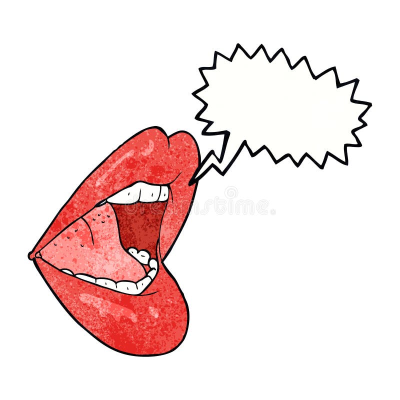 cartoon open mouth with speech bubble