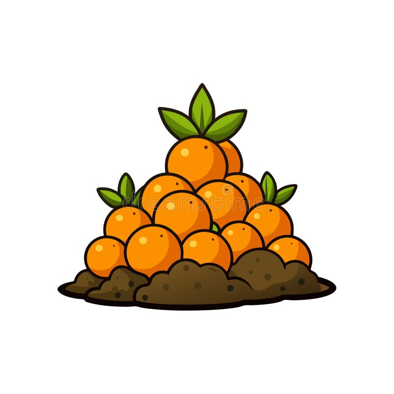 Cartoon Orange Pile Fresh Zdrowe Owoce Martwa Życie ilustracji