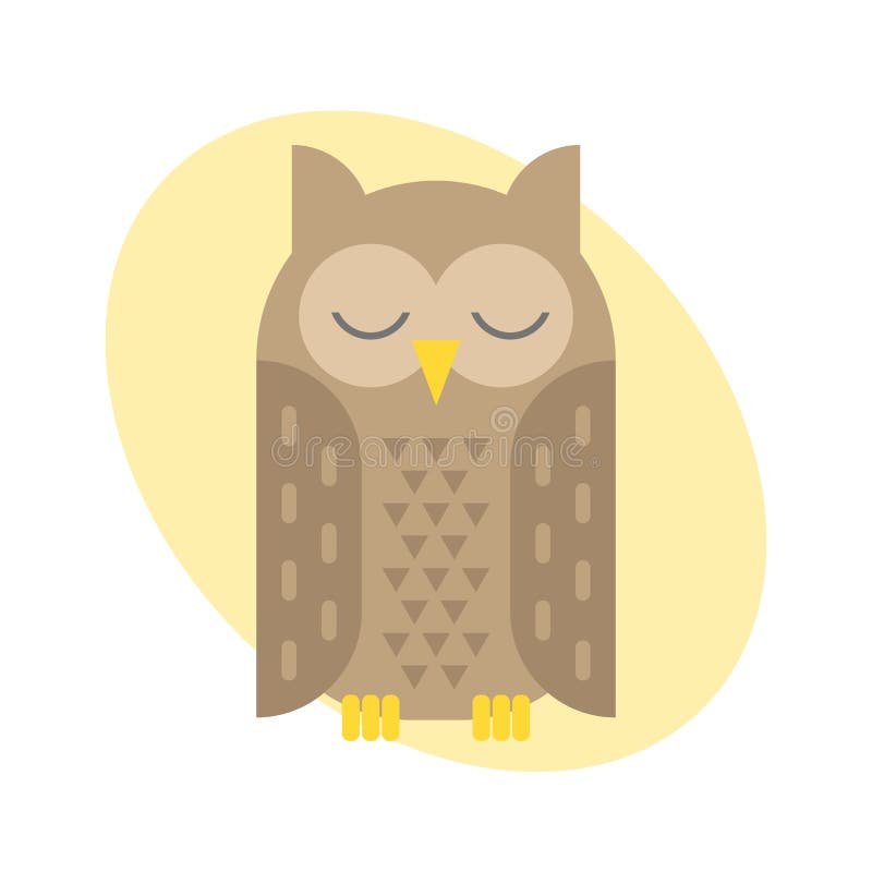 Cartoon Owl Vector Illustration Bird Cute Character Symbol Sleep Sweet ...