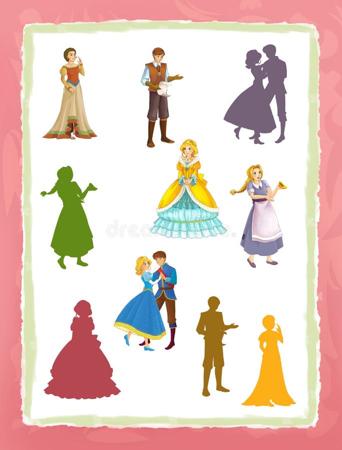 Cartoon Page with Medieval Characters King and Queen Game with Shapes ...