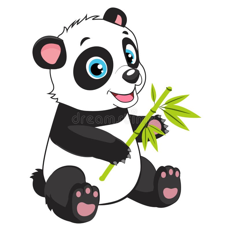 Panda And Bamboo Cartoon