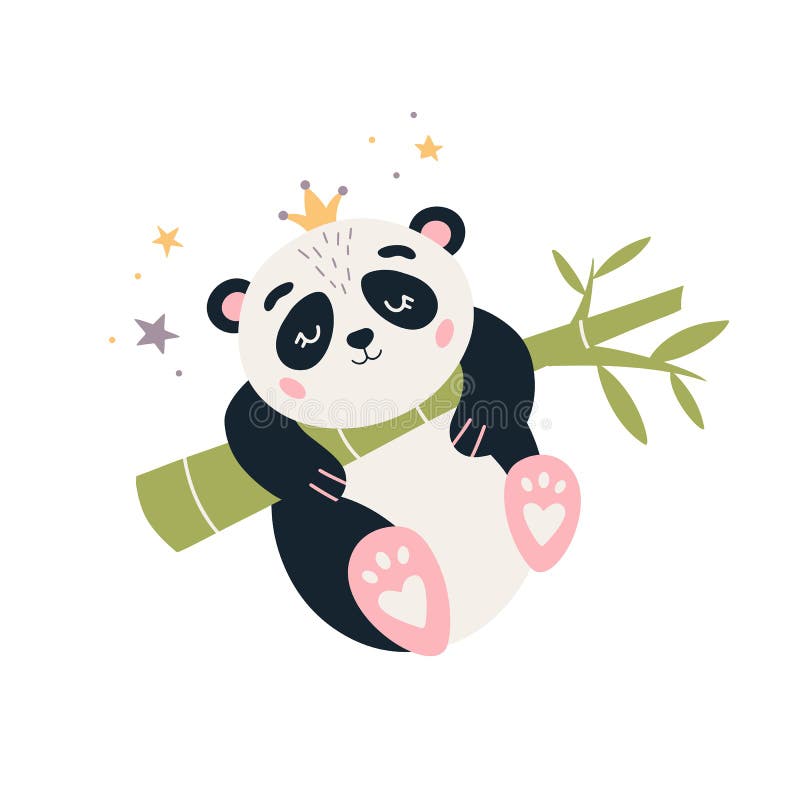 Premium Vector  Cute panda bear cartoon sleep on bamboo good night kawaii  animal