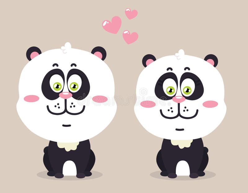 Cartoon pandas. vector illustration