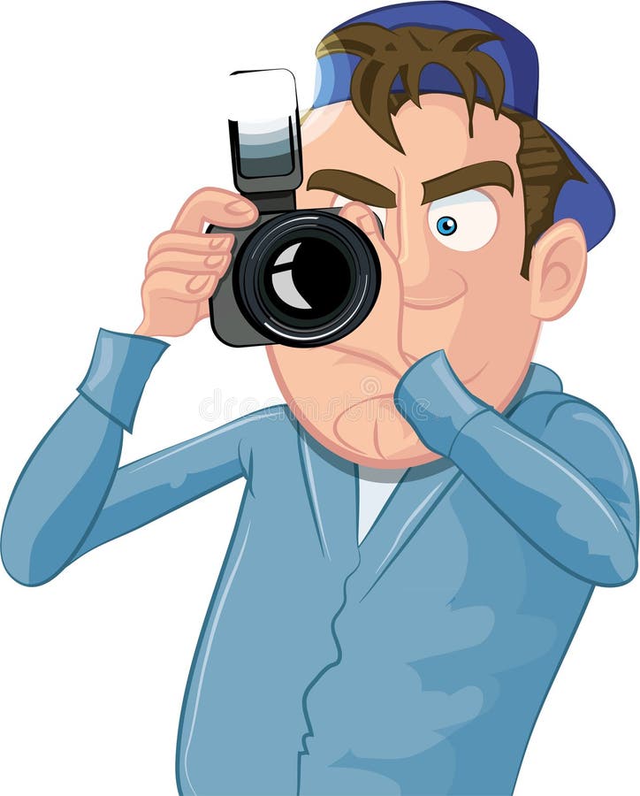 Cartoon Paparazzi with a Camera Stock Vector Illustration of