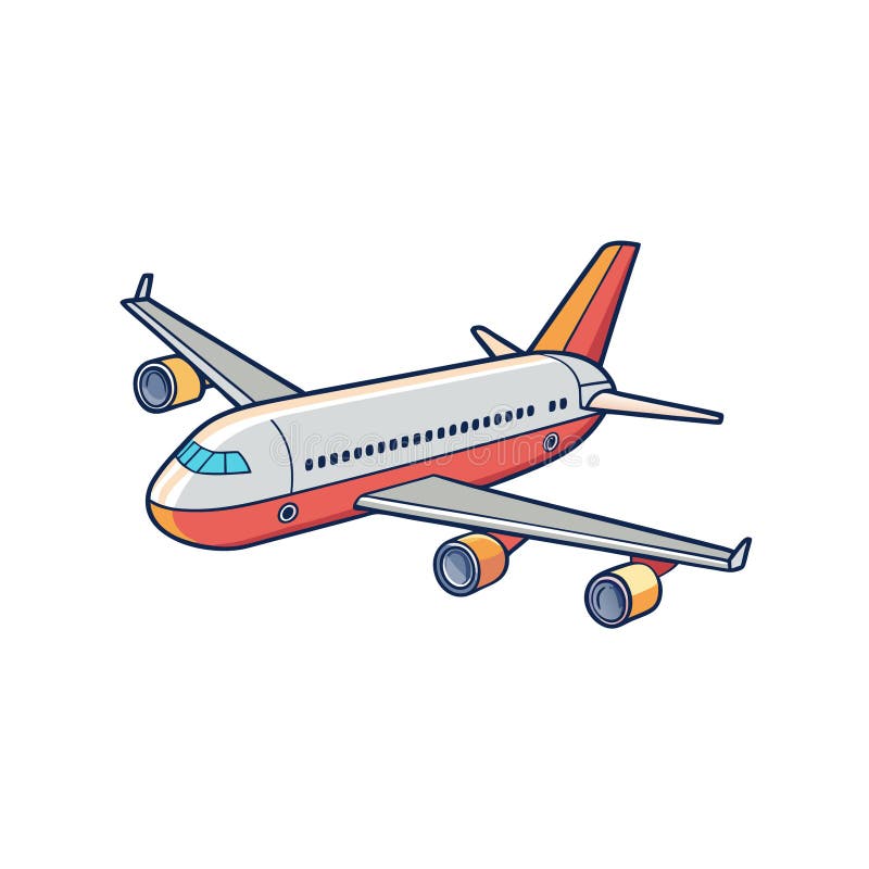 Cartoon passenger airplane isolated on a white background stock illustration