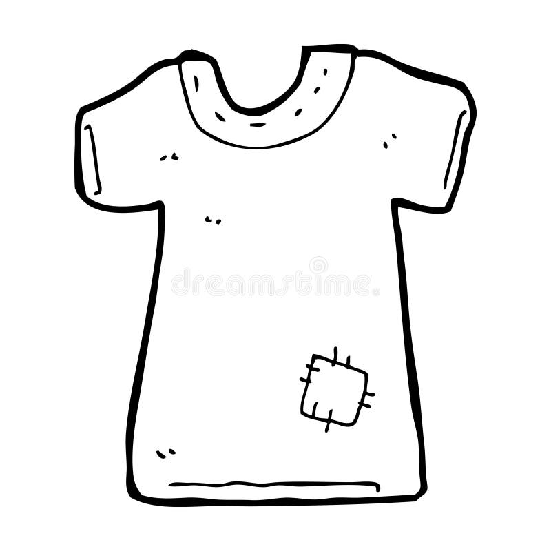 cartoon patched old tee shirt