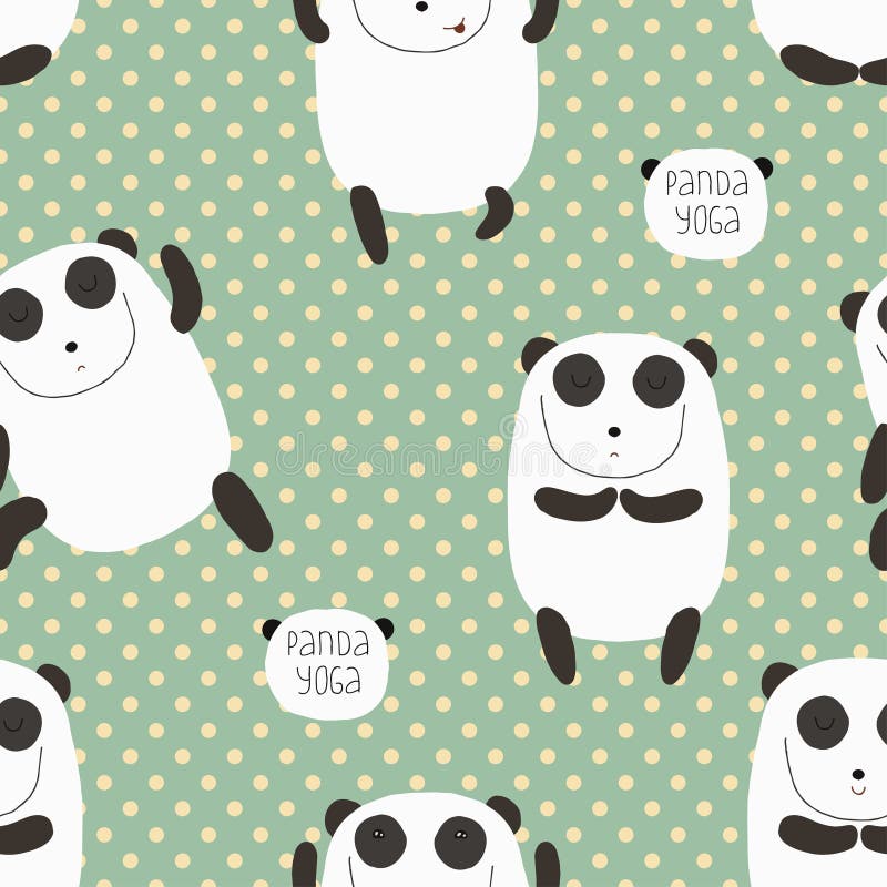 Cartoon pattern with cute panda guru.