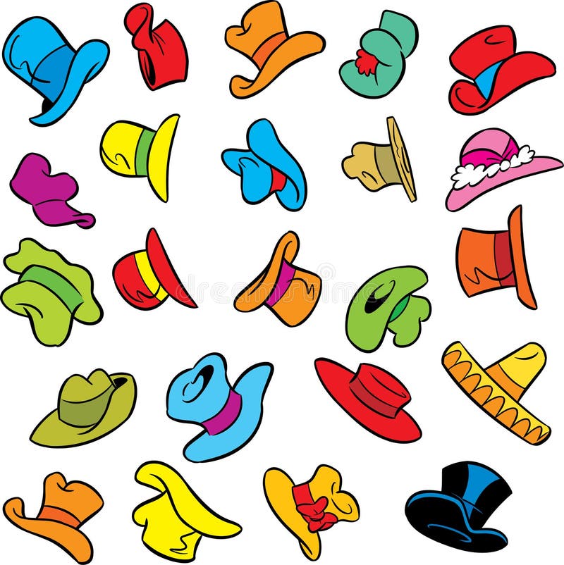 Cartoon pattern with hats stock vector. Illustration of vector - 82378316