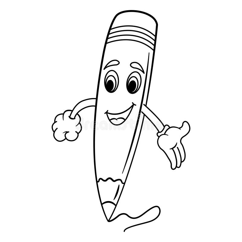 Cartoon Pencil for Coloring Page Stock Vector - Illustration of draw ...