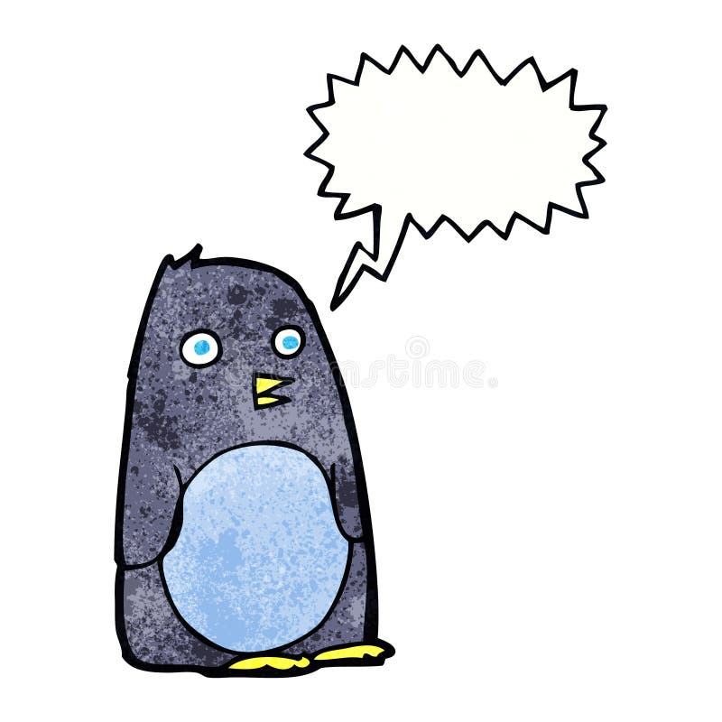 cartoon penguin with speech bubble