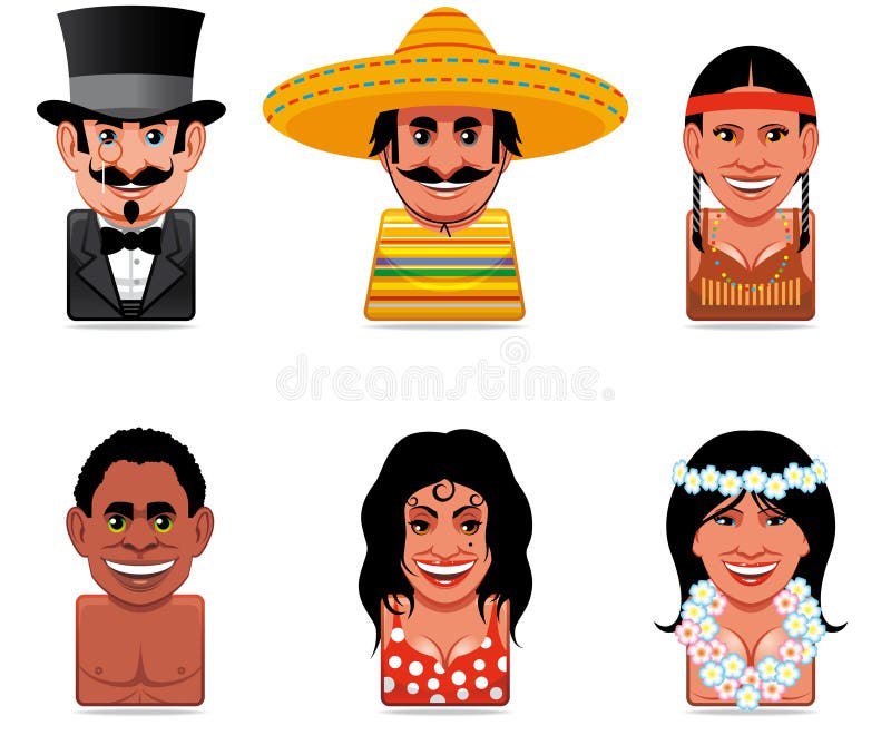 Cartoon people icons. Set of Cartoon people icons stock illustration