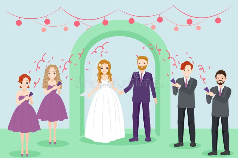 Cartoon wedding people stock vector. Illustration of female - 105948067