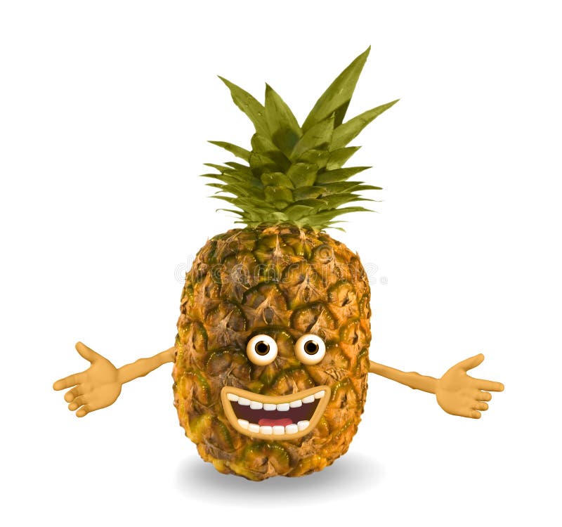 Cartoon Pineapple. Objects Over White. Stock Illustration