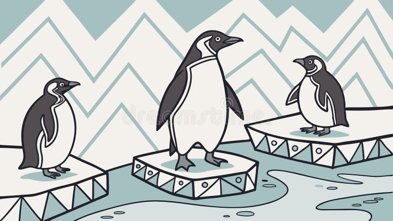 Cartoon Pinguine auf Eisscholle Illustration arktischer Tier Grafik Vektordesign Generative AI vektor abbildung