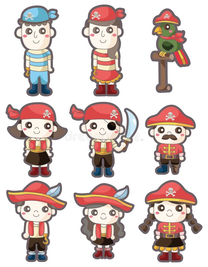 Cartoon pirate icon set vector illustration Cartoon pirate icon set vector illustration