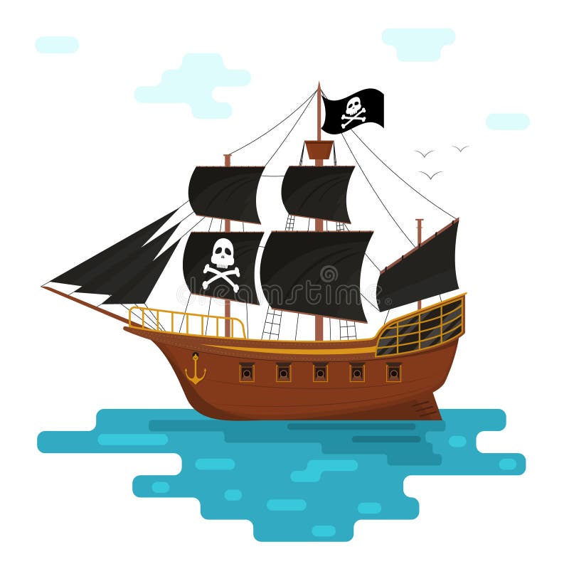 Pirate Ship Cartoon Stock Illustration - Download Image Now - Tall