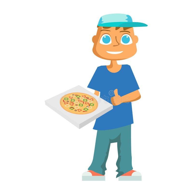 Cartoon Pizza Delivery Guy Vector Stock Vector Illustration Of 