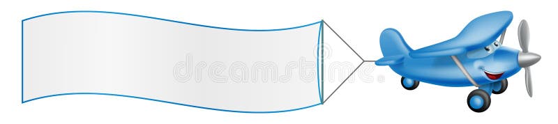 Cartoon plane mascot towing banner